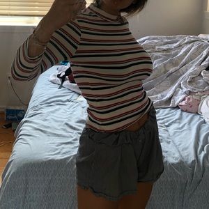 Tight fit  striped long sleeve tee